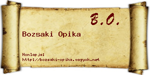 Bozsaki Opika névjegykártya